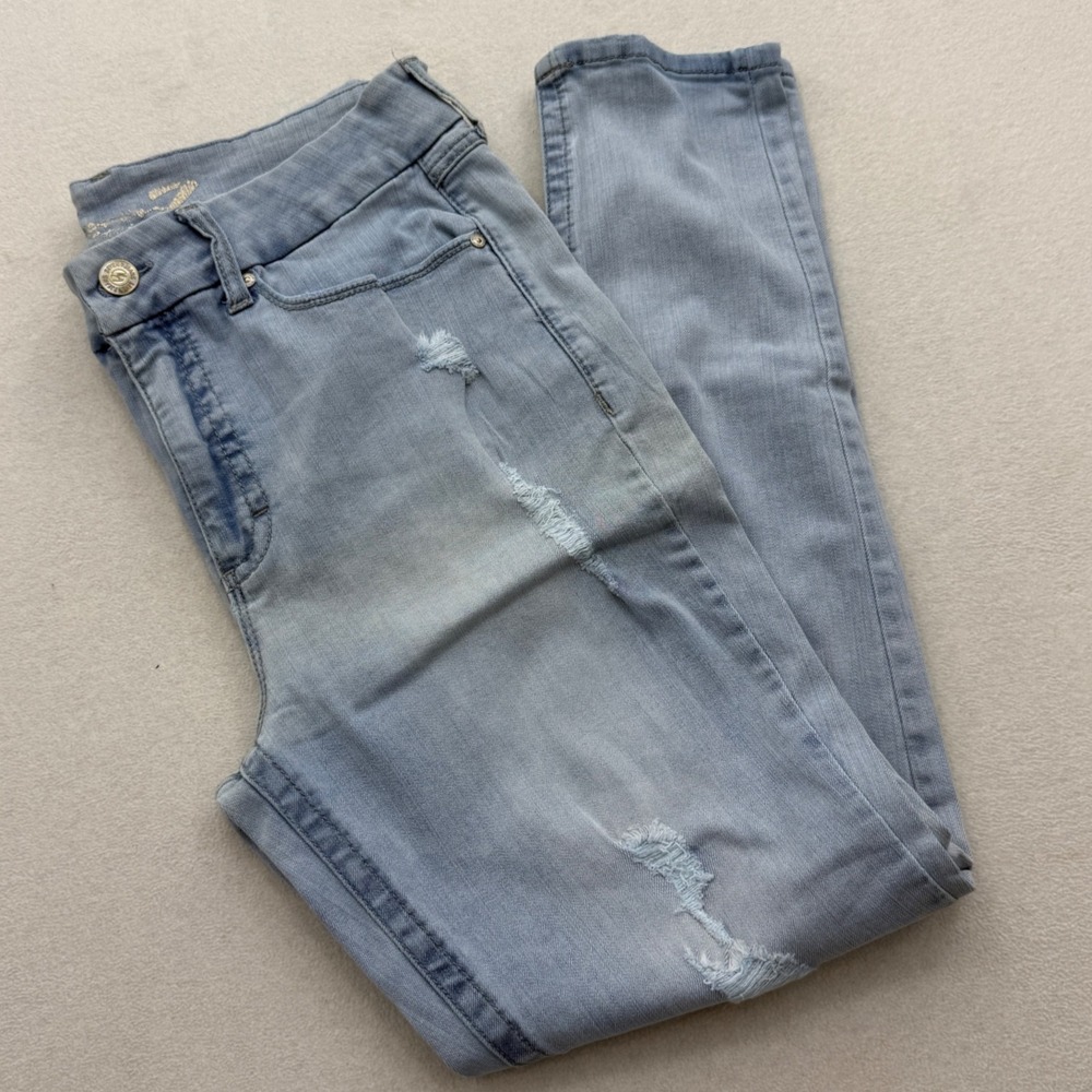 Seven7 Women's Size‎ 14 Light Wash Ripped High Rise Skinny Jeans Tummyless